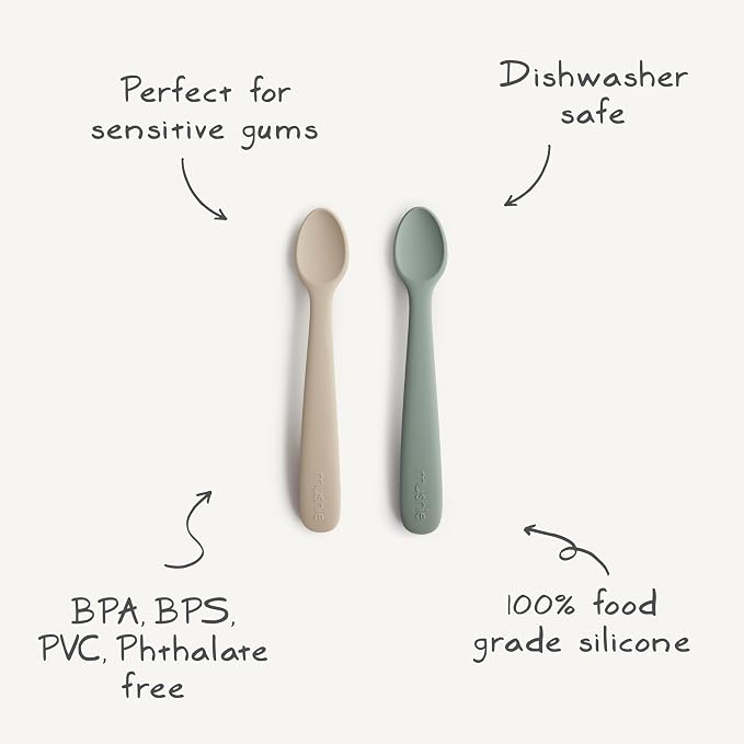 mushie Silicone Baby Feeding Spoons | 2 Pack - Image 2