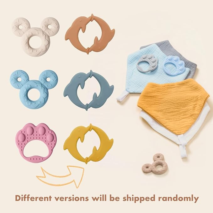 Baby Teething Bibs 6-Pack with Attachable Teether - Image 5