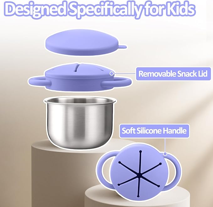 BUSOHA 2 Pack Stainless Steel Toddler Snack Cups - 9 OZ Spill-Proof Baby Snack - Image 3