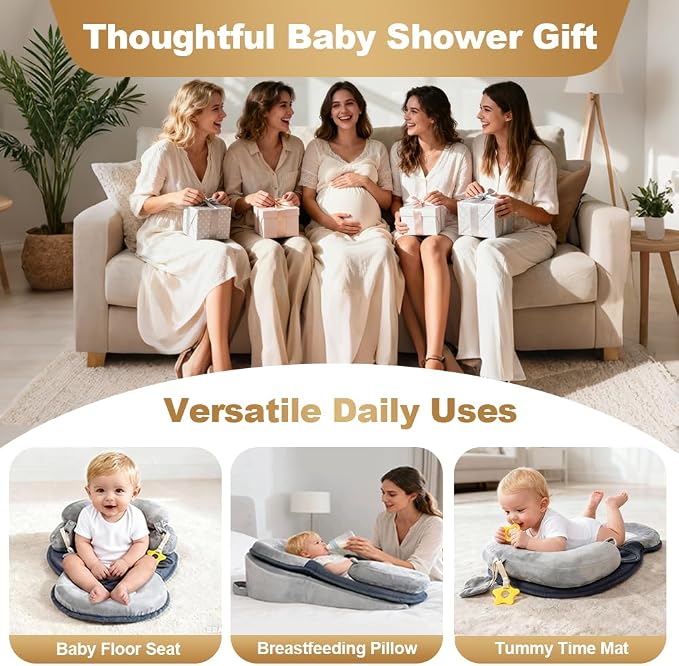 Baby Feeding Pillow, Anti Overflow Breastfeeding Pillow, Tummy Time Mat & Baby - Image 7