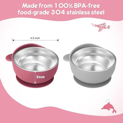 2 Pack Stainless Steel Baby Bowls - Image 2