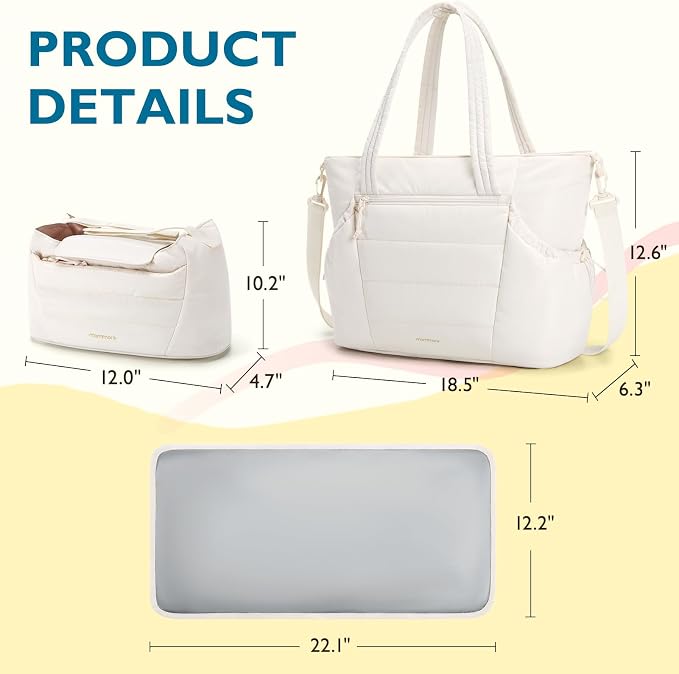 mommore Diaper Bag Tote with Stroller Organizer Puffer Bag Large Capacity Baby - Image 5