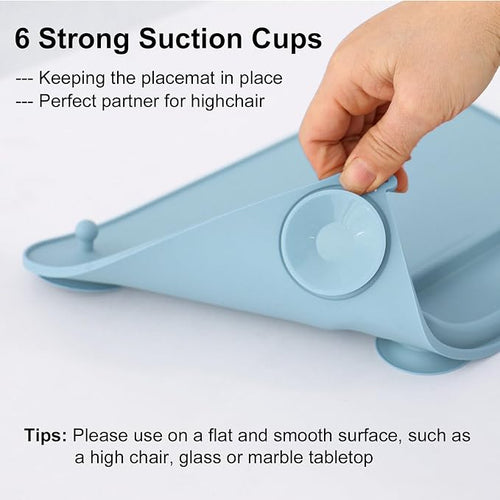 2 Pack Baby Silicone Mat, with Suction Base and 8 Stretchable Straps, Seposeve - Image 2