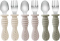 PandaEar 6 Pack Toddler Fork and Spoon Utensil Set, Baby Silicone Stainless by PandaEar