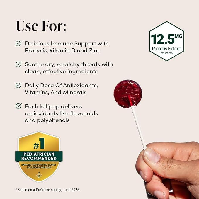 Beekeeper's Naturals Kids Throat Soothing Lollipops, Mixed Berry & Elderberry - Image 5