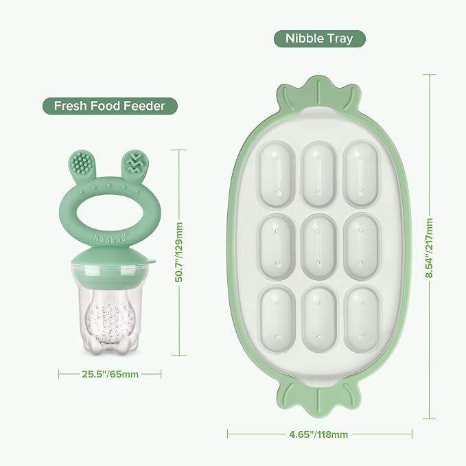 Haakaa Baby Fruit Food Feeder & Silicone Freezer Nibble Tray Combo - Image 8