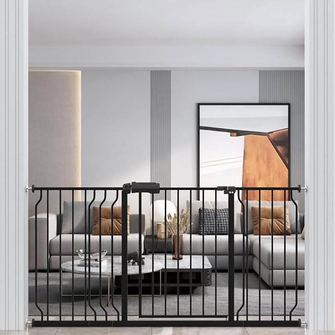 WAOWAO Baby Gate 57.48-62.20" Extra Wide Pressure Mounted Walk Through Swing by WAOWAOBABYSAFETYPRODUCTS