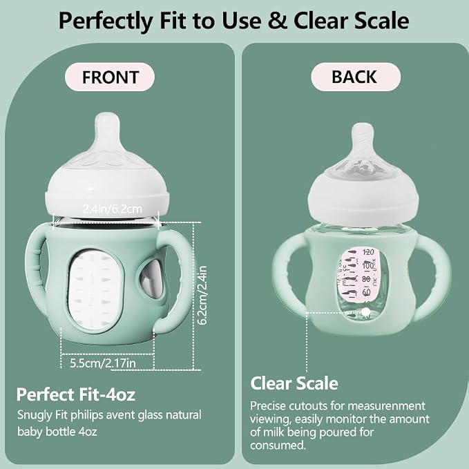4 Pack Silicone Sleeves for Avent Natural Glass Bottles, Anti Breakage Bottle - Image 4