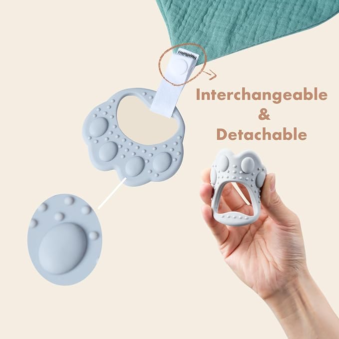 Baby Teething Bibs 6-Pack with Attachable Teether - Image 4