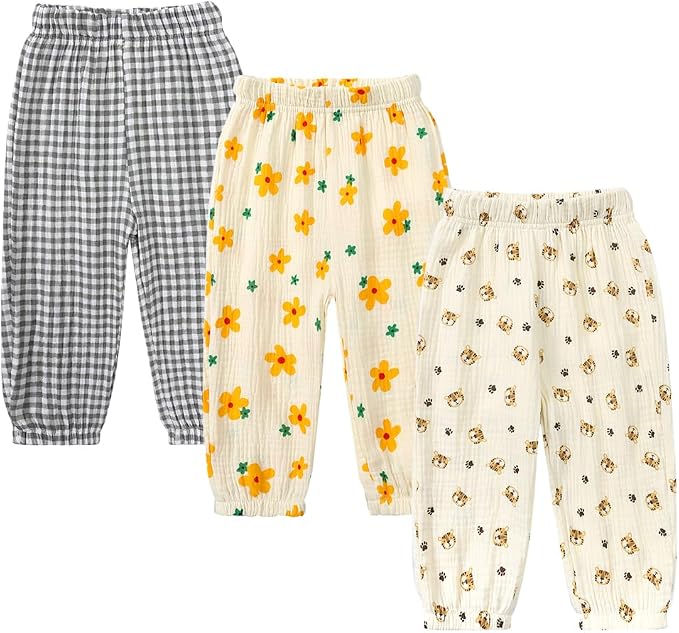 MYGBCPJS Baby Boys Girls Cotton Linen Trousers Kids Casual Ankle Pants Loose - Image 2