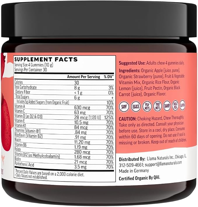Llama Naturals Multivitamin for Women & Men, Organic Gummies - Image 9