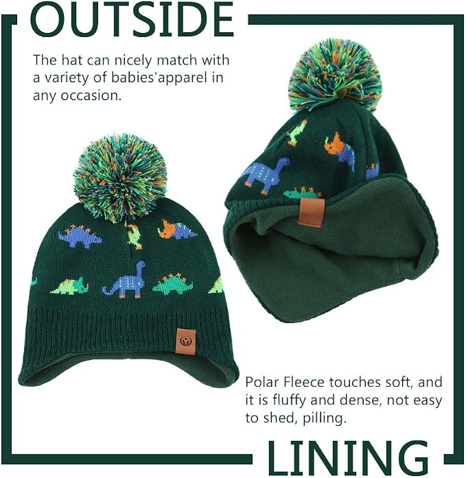 JANGANNSA Knitted Baby Hat Scarf Set Winter Warm Boys Girls Beanie Fleece - Image 3