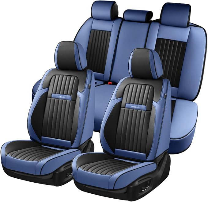 Coverado Car Seat Covers Full Set, Nappa Leather Seat Covers by COVERADOAUTO