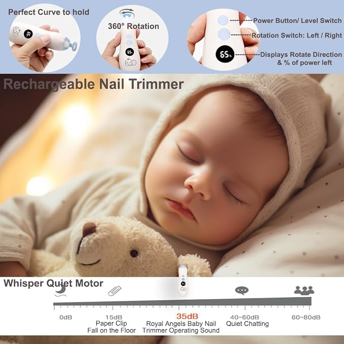 Rechargeable 22 in 1 Baby Nail Trimmer, Usage Labeled Case, 13 Extra - Image 4