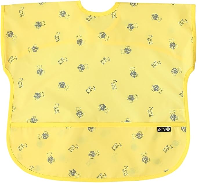 Short Sleeve Waterproof Bib for Toddlers – Feeding Apron for Mealtime, by Plie