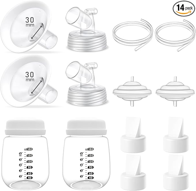 Full Breast Pump Parts with 30mm Oval Soft Rim Flanges and Wide-Mouth Base by IVARONAL