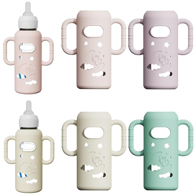 4 Pack Silicone Sleeves for Dr. Brown's Glass Bottles by AYHIT