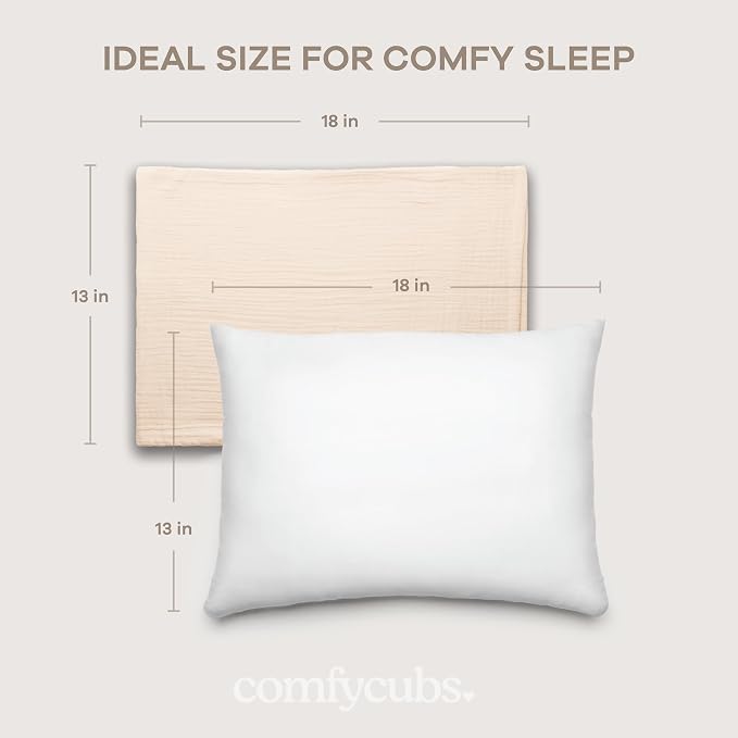 Comfy Cubs Toddler Pillow with Muslin Pillowcase, 13 x 18 in, 2 Pack - Image 6