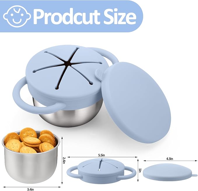 BUSOHA Stainless Steel Toddler Snack Cups - 9 OZ Spill-Proof Baby Snack - Image 2