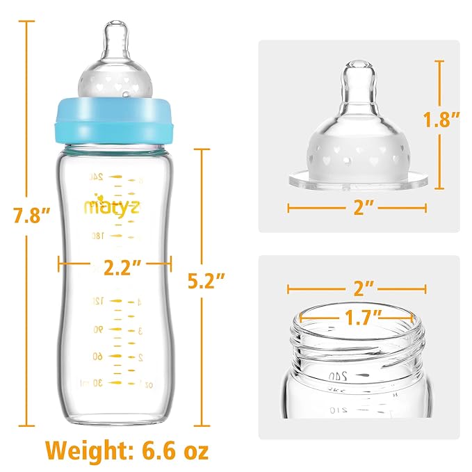 Matyz Glass Breastmilk Baby Feeding Bottle - Image 6
