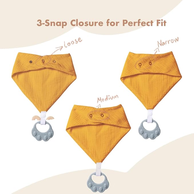 Baby Teething Bibs 6-Pack with Attachable Teether - Image 2