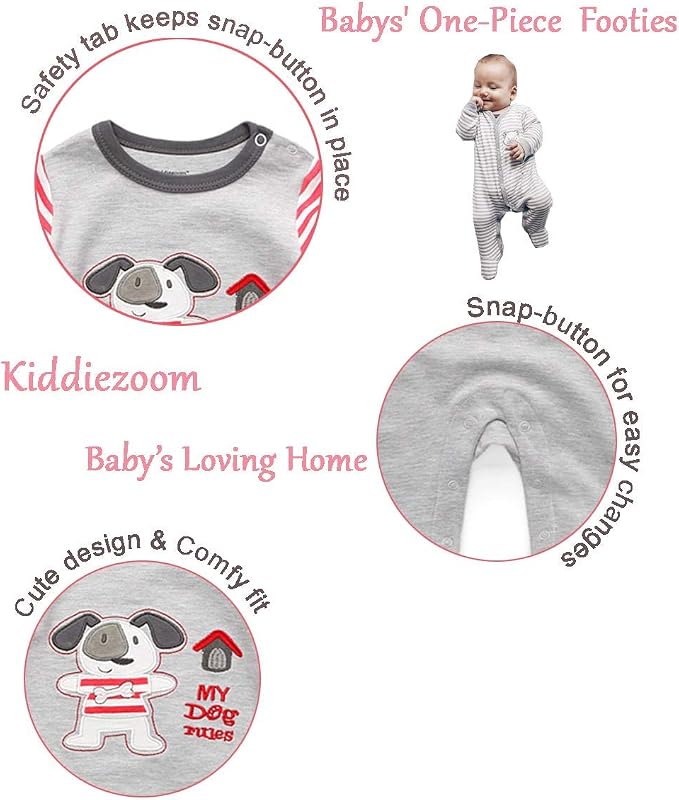 Kiddiezoom Baby and Toddler Boys'Snug Fit Footed One-Piece Romper Jumpsuit - Image 2