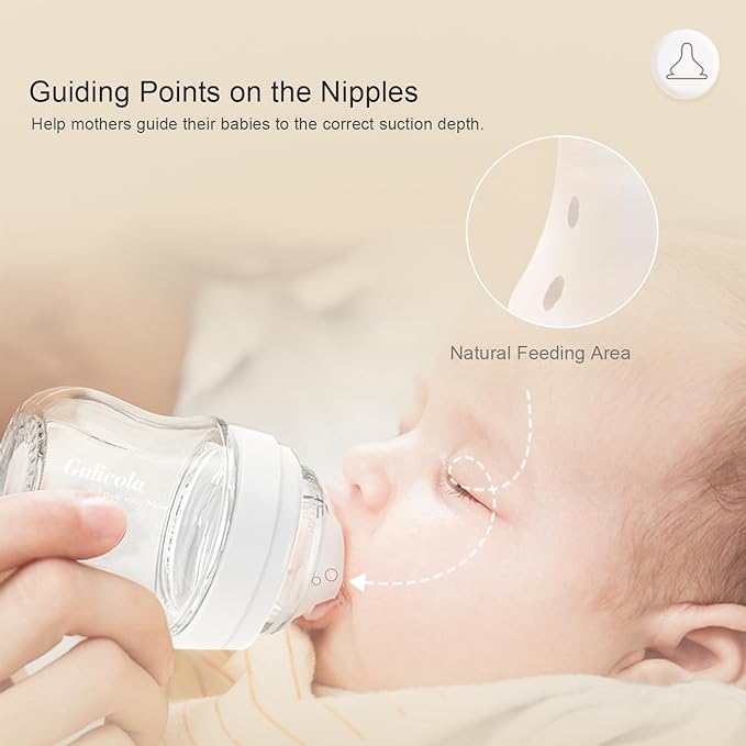 Gulicola Natural PP Baby Breastfeeding Bottles, Medium Flow Nipples, 3 Months + - Image 3