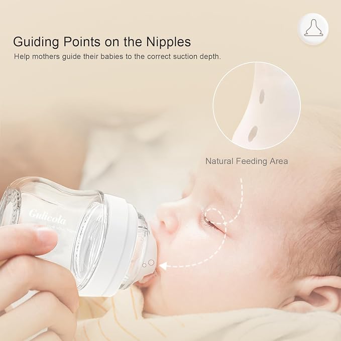 Gulicola Natural PP Baby Breastfeeding Bottles Newborn Set 2 Pack, Slow Flow - Image 3