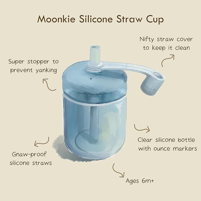 Moonkie Baby Training Cup Silicone Straw Cup | BPA-Free Drop-Proof Sippy Cups - Image 5