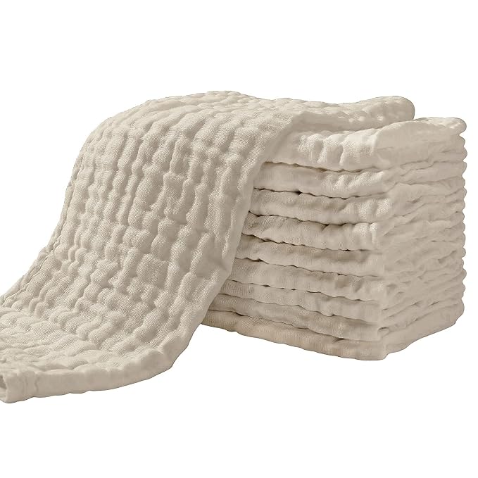 Yoofoss Muslin Burp Cloths for Baby 10 Pack 100% Organic Cotton Baby Washcloths by YOOFOSS