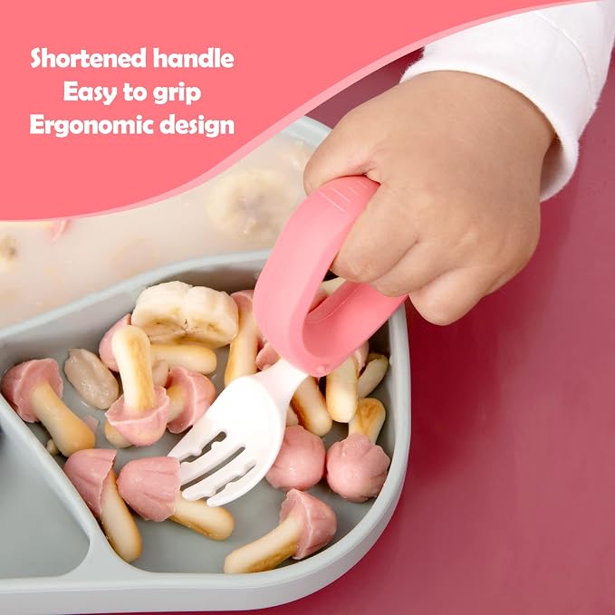 Baby Self Feeding Training Spoon and Fork Set - Image 4