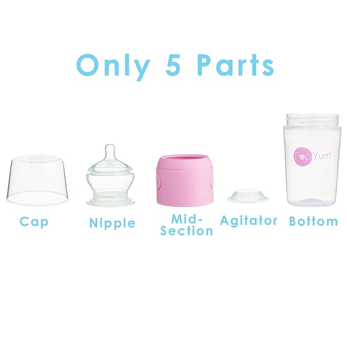 PopYum 9 oz Pink Anti-Colic Formula Making/Mixing/Dispenser Baby Bottles - Image 5