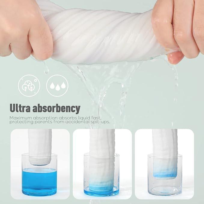 Yoofoss Muslin Burp Cloths for Baby 10 Pack 100% Cotton Baby Washcloths for - Image 4