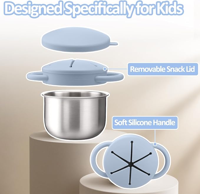 BUSOHA Stainless Steel Toddler Snack Cups - 9 OZ Spill-Proof Baby Snack - Image 3