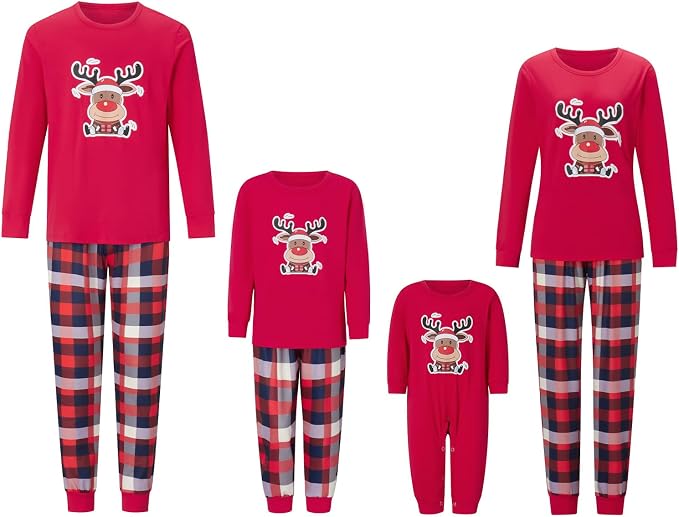 Awoscut Christmas Family Matching Pajamas Christmas Pjs Holiday Nightwear - Image 6