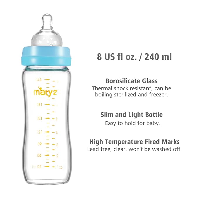 Matyz Glass Breastmilk Baby Feeding Bottle - Image 3