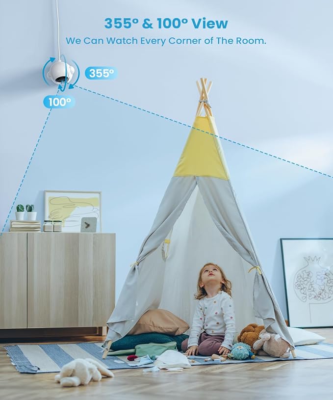 ieGeek 5.5’’ Split-Screen Baby Monitor, 2.5K UHD Baby Monitor - Image 8