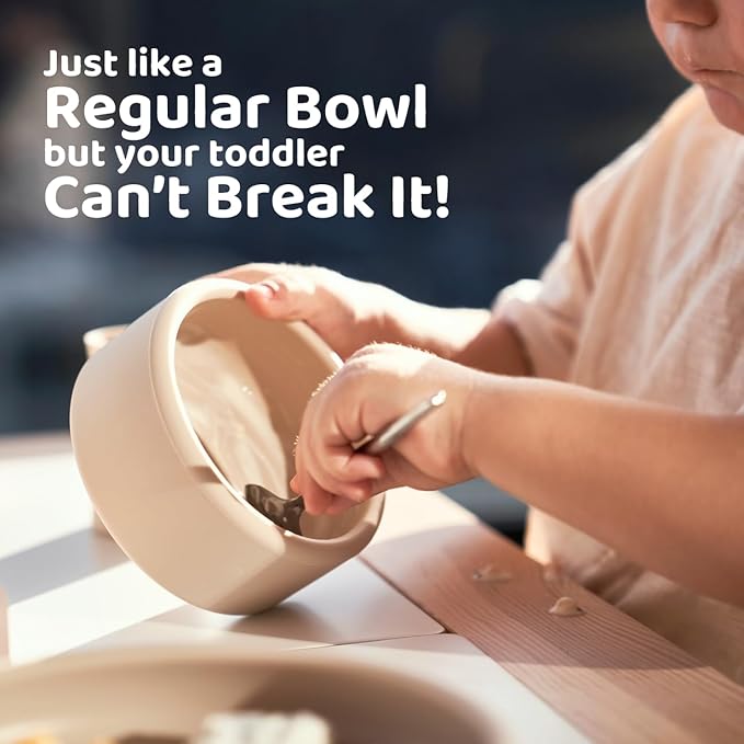 APLAINR Silicone Baby/Toddler Plate and Bowl Bundle, Oat Cream - Image 8