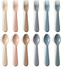 12 Pieces Toddler Utensils Set, Plastic Spoons and Forks Set by POIKSHARK