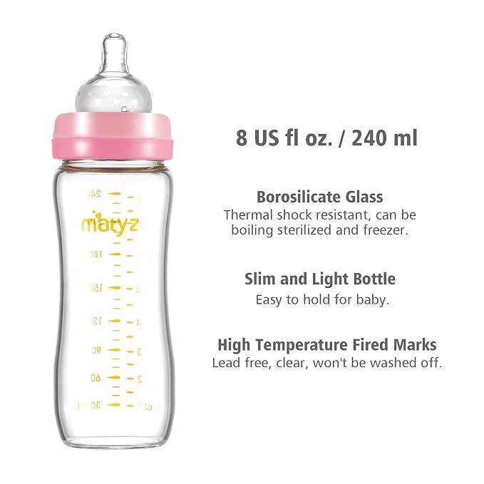 Matyz Glass Breastmilk Baby Feeding Bottle - Image 3
