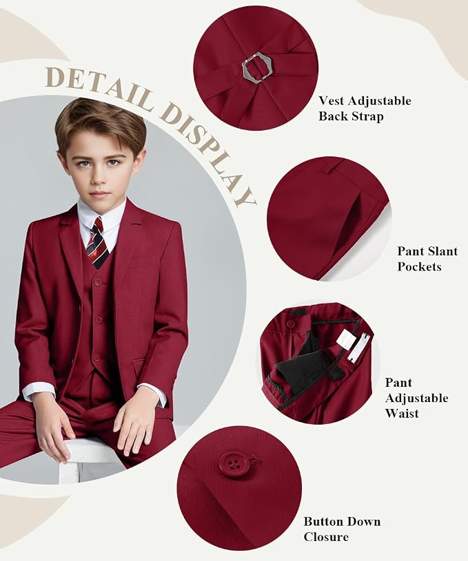 Visaccy Boys Suits Slim Fit Dress Clothes Ring Bearer Outfit - Image 2
