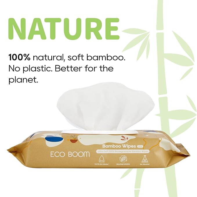 ECO BOOM Bamboo Viscose Wipes | Non-Toxic, Organic & Biodegradable Baby Wipes | - Image 4