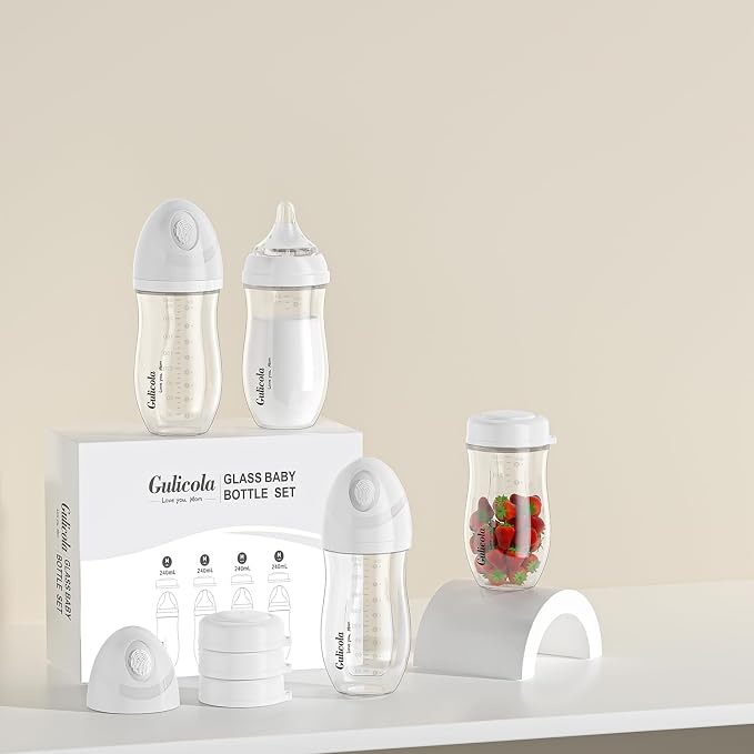 Gulicola Glass Baby Breastmilk Storage Bottles 8 oz, Wide Neck Breastmilk - Image 2