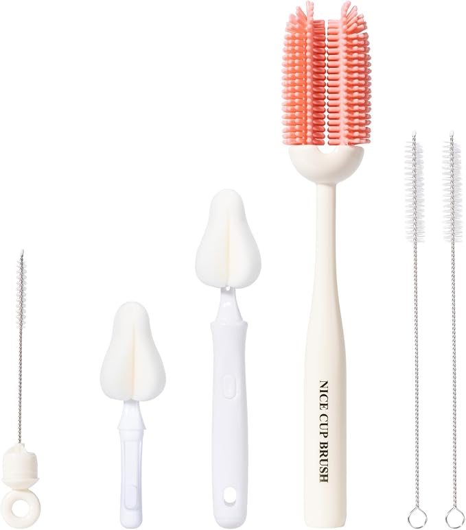 5-in-1 Baby Bottle Brush Kit, Silicone Bottle Brush by CAREBABYMORE