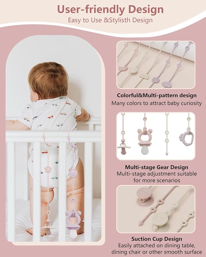6 Pack Silicone Baby Toy Straps - Image 3