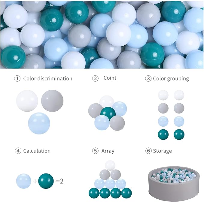 GOGOSO Ball Pits Balls for Toddlers Pack of 50 100 200 Plastics Shape Ball - Image 7