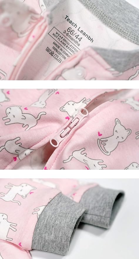 Teach Leanbh Baby 2-Pack Footless Pajamas Cotton Long Sleeve Printing 2 Way - Image 4