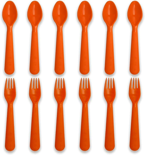 12 Pcs Kids Spoons and Forks Toddler Utensils Plastics Reusable Silverware Baby by Muulaii