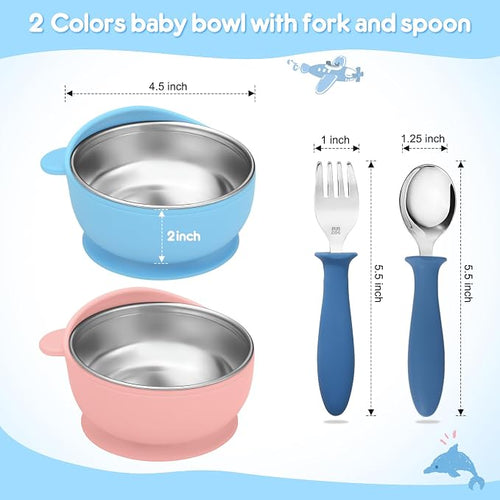 2 Pack Stainless Steel Baby Bowls - Image 2