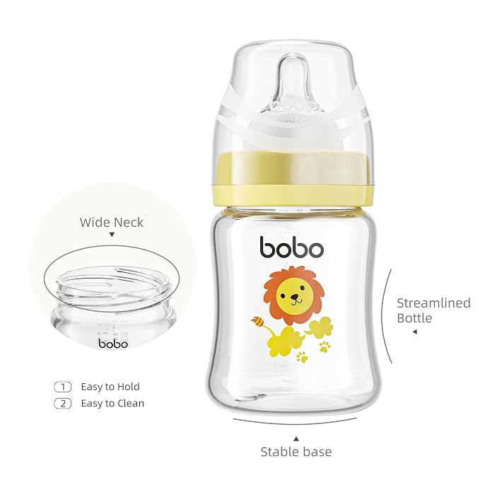YOHKOH Glass Baby Bottles with Slow Flow Nipple, Newborn Anti-Colic Baby Bottles - Image 7